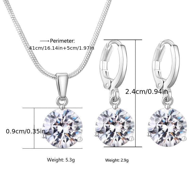 Silvery Set of Water Droplet Necklace And Earrings