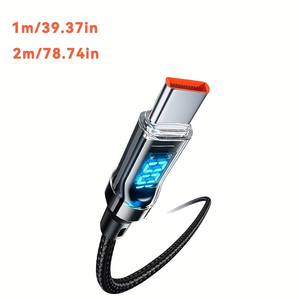Ultra Rapid Charging Cable, Type-C, Digital Display Compatible, Featuring LED Screen for Real-Time Power Monitoring