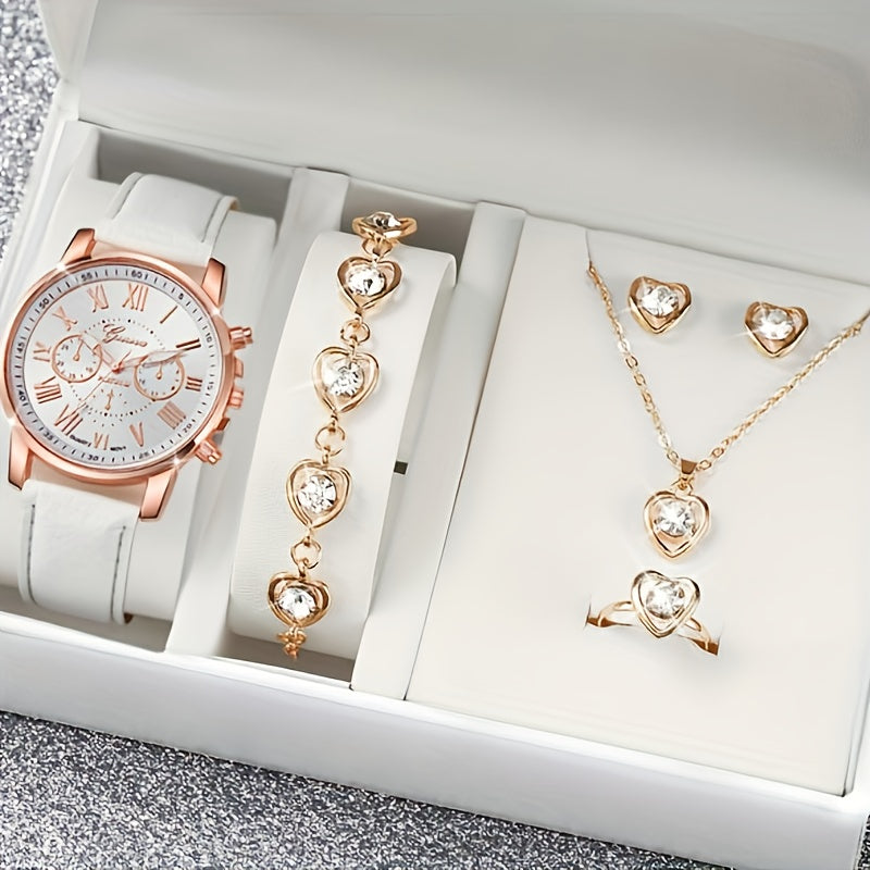 Leather Watch Three Eye Classic Ladies Watch Set