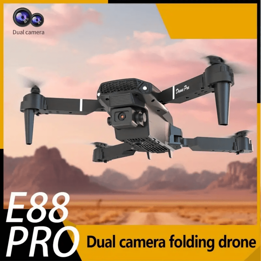 Popular E88 Drone with HD Dual Camera, Black and White, Long Battery Life, One-Key Return, WiFi Connection, Beginner-Friendly Quadcopter for Aerial Photography, Height Hold, Suitable for Beginners' Use, Professional Drone, Ch