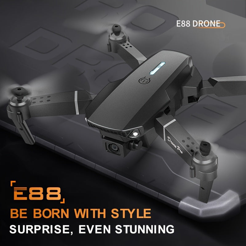 Popular E88 Drone with HD Dual Camera, Black and White, Long Battery Life, One-Key Return, WiFi Connection, Beginner-Friendly Quadcopter for Aerial Photography, Height Hold, Suitable for Beginners' Use, Professional Drone, Ch