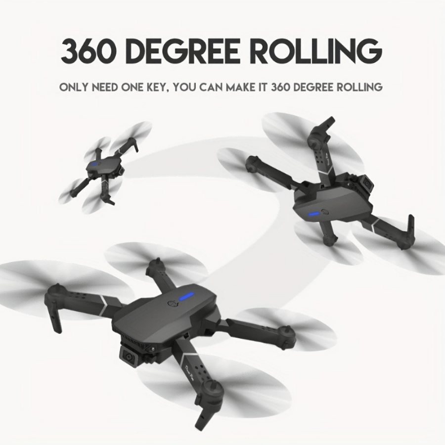 Popular E88 Drone with HD Dual Camera, Black and White, Long Battery Life, One-Key Return, WiFi Connection, Beginner-Friendly Quadcopter for Aerial Photography, Height Hold, Suitable for Beginners' Use, Professional Drone, Ch
