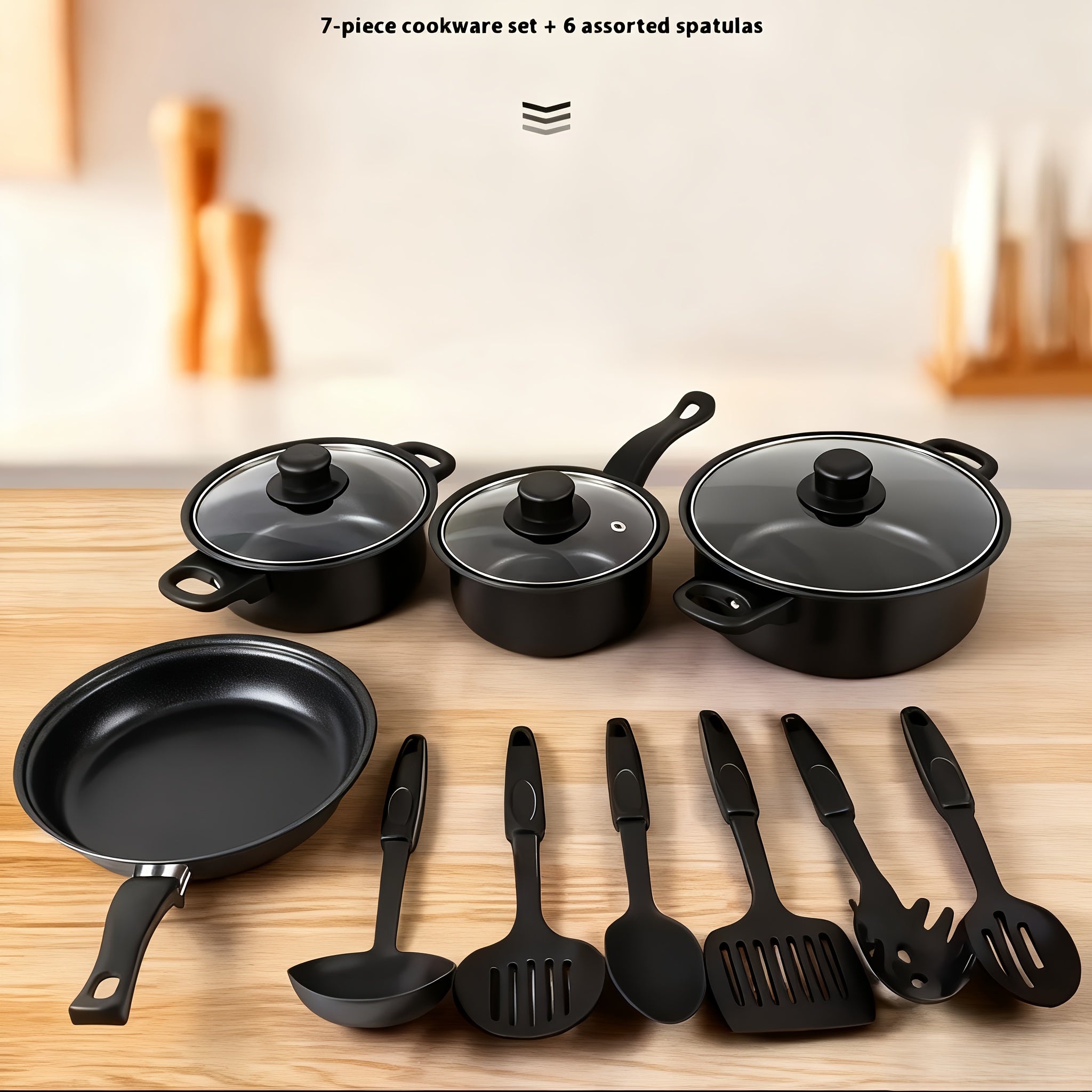 13pcs set of soup pot kitchen frying pan stew pot cookware non-stick pan
