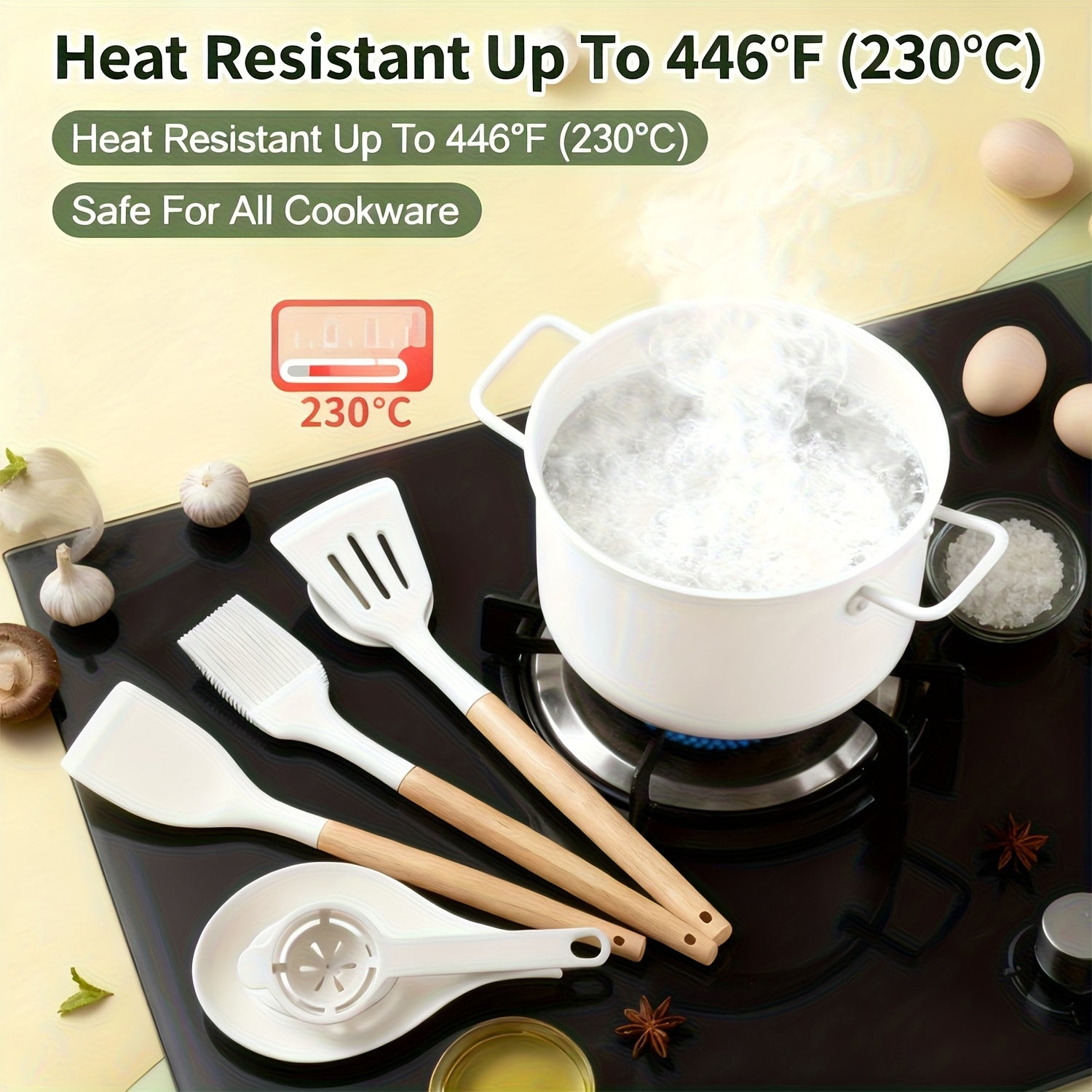 14pcs Non-Stick Silicone Cooking Utensil Set with Heat-Resistant Tools