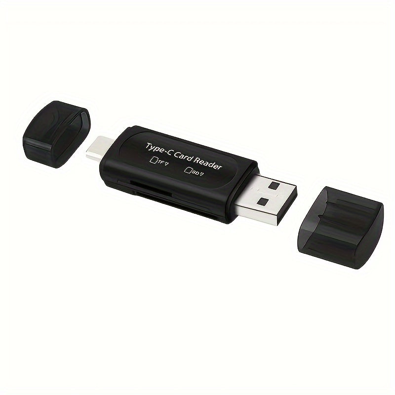 USB Card Reader, 4in1 Type C/USB A to SD/XC/HC Card Adapter, Dual Card Slot Memory Card Reader, Competible for PC, Galaxy, Tablet, Huawei and More, Micro Card Reader, USB Card Reader All In One, Memory Card Reader USB, Micro