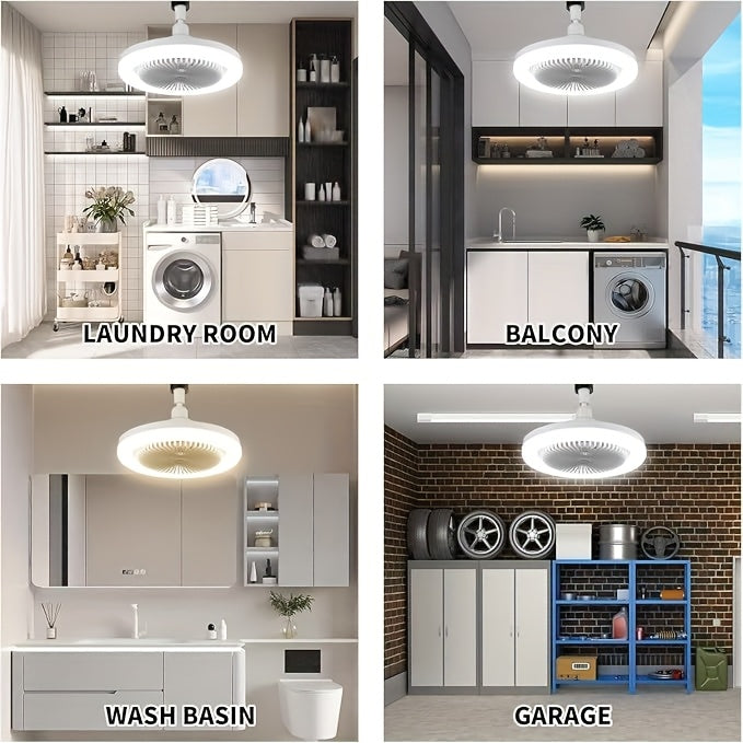 2-in-1 Multifunctional Ceiling Fan with Light, LED Fan Light, 25.4 cm Diameter, Color Matching, Infinite Dimming, and Timer Function, Suitable for Bathrooms/Bedrooms/Garages/Kitchens/Offices, Ceiling Fan Light, Bedroom Lighti