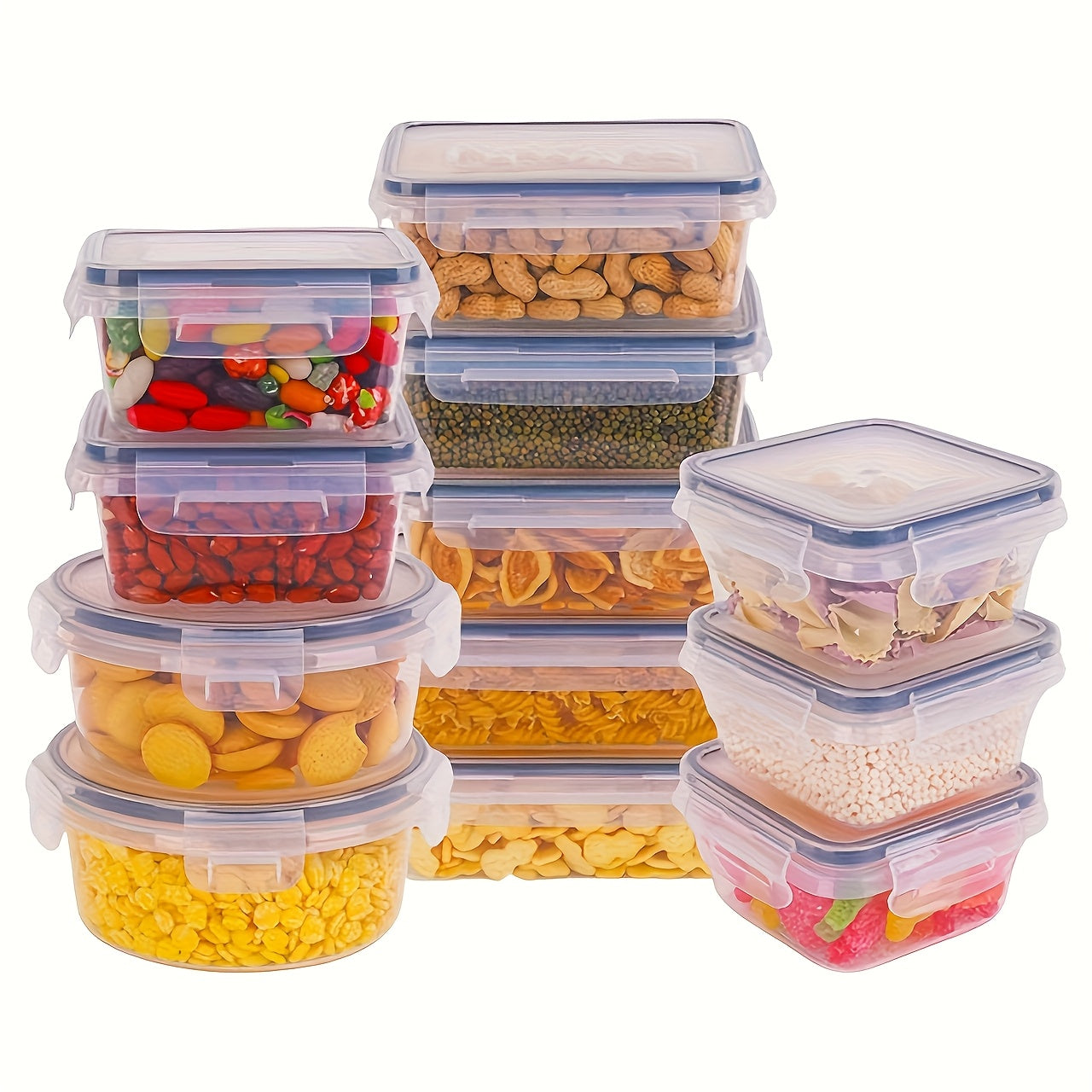 16/24/28/48pcs Transparent Kitchen Food Storage Container Set