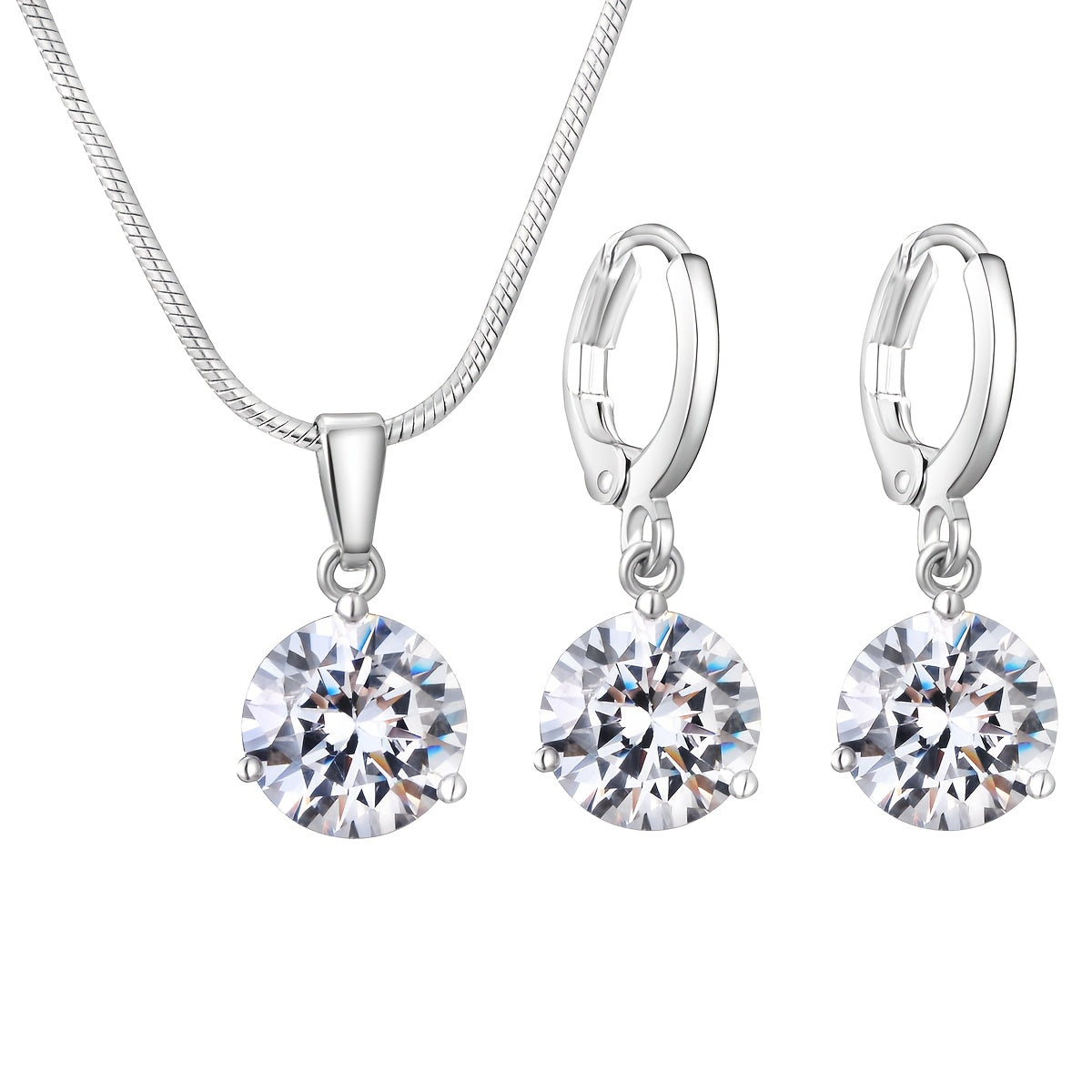 Silvery Set of Water Droplet Necklace And Earrings