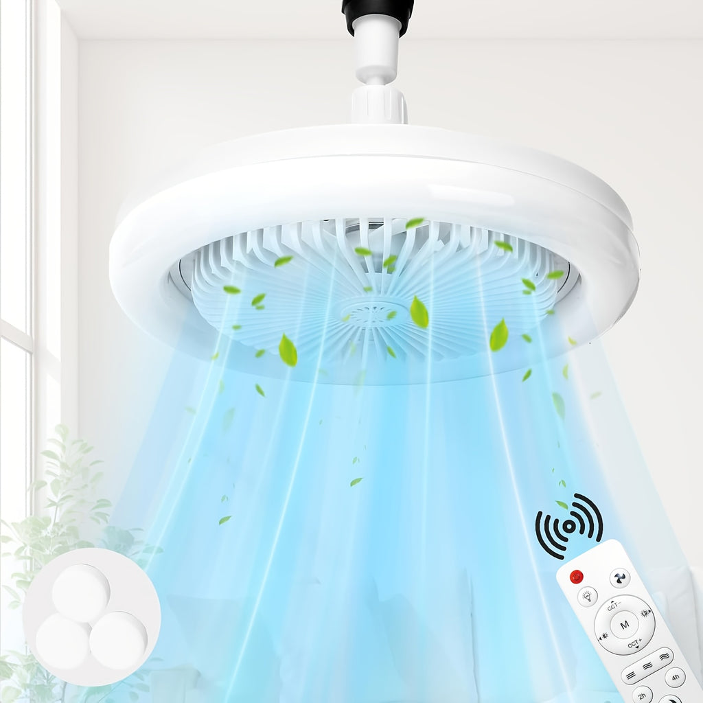 2-in-1 Multifunctional Ceiling Fan with Light, LED Fan Light, 25.4 cm Diameter, Color Matching, Infinite Dimming, and Timer Function, Suitable for Bathrooms/Bedrooms/Garages/Kitchens/Offices, Ceiling Fan Light, Bedroom Lighti