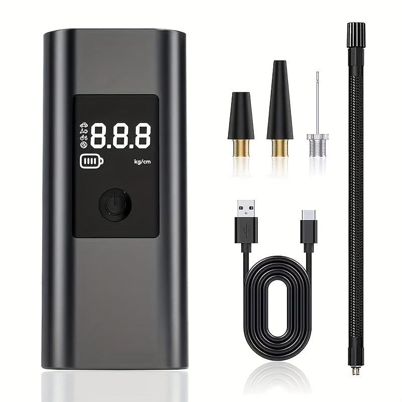 Portable Tire Inflator Air Compressor - 3000mAh Cordless Air Pump with Digital Tire Pressure Gauge, LCD Display, Suitable for Cars/Motorcycles/E-Bikes/Balls,  Compact Design