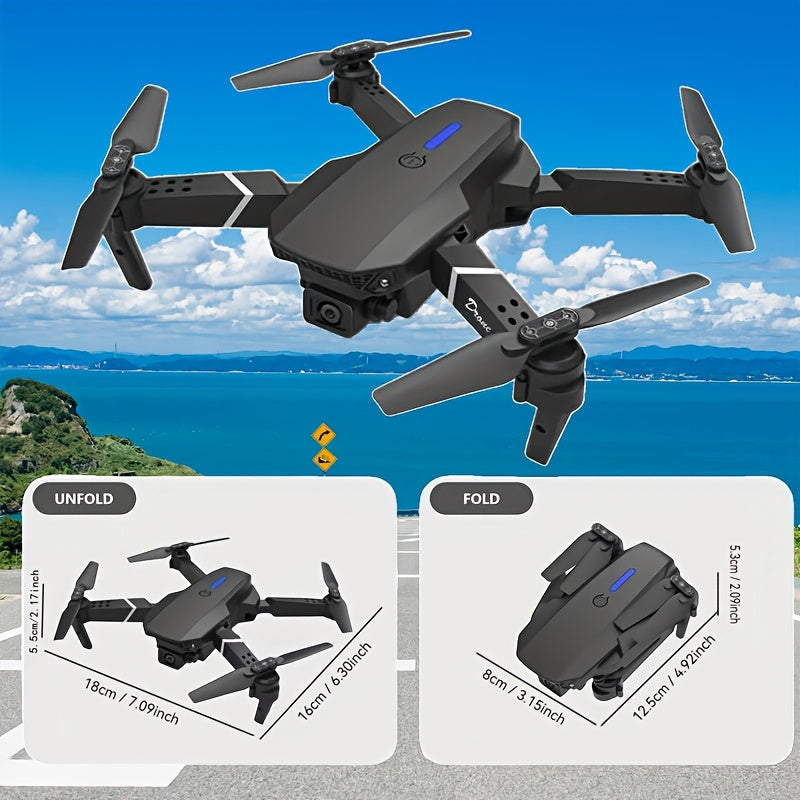 Popular E88 Drone with HD Dual Camera, Black and White, Long Battery Life, One-Key Return, WiFi Connection, Beginner-Friendly Quadcopter for Aerial Photography, Height Hold, Suitable for Beginners' Use, Professional Drone, Ch