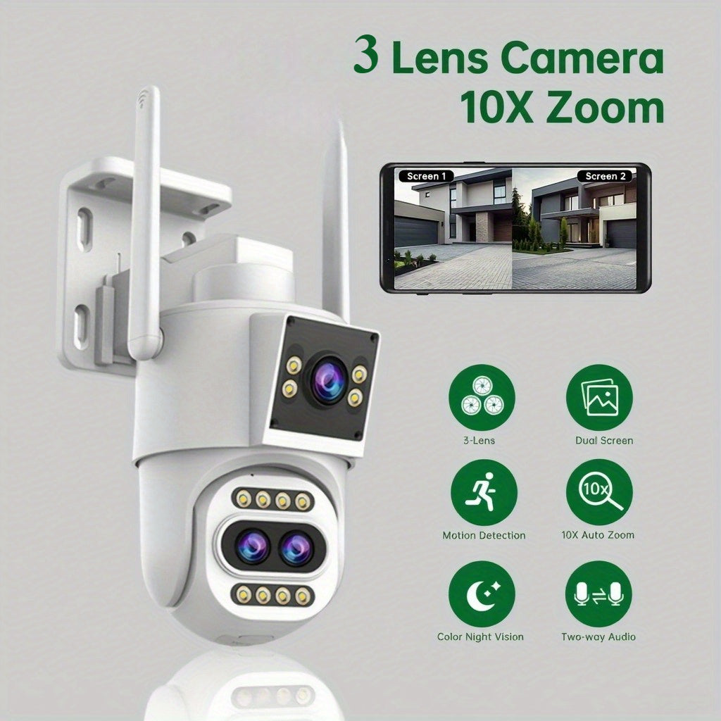 JOOAN Full HD Zoom Camera, IPX6 High Quality with Rotation Support, Full Color Night Vision, Wall-Mounted, Suitable for Indoor and Outdoor Surveillance, 2.4G Wireless Network, Smart Alarm Flashlight, USB Powered, 1296P Video