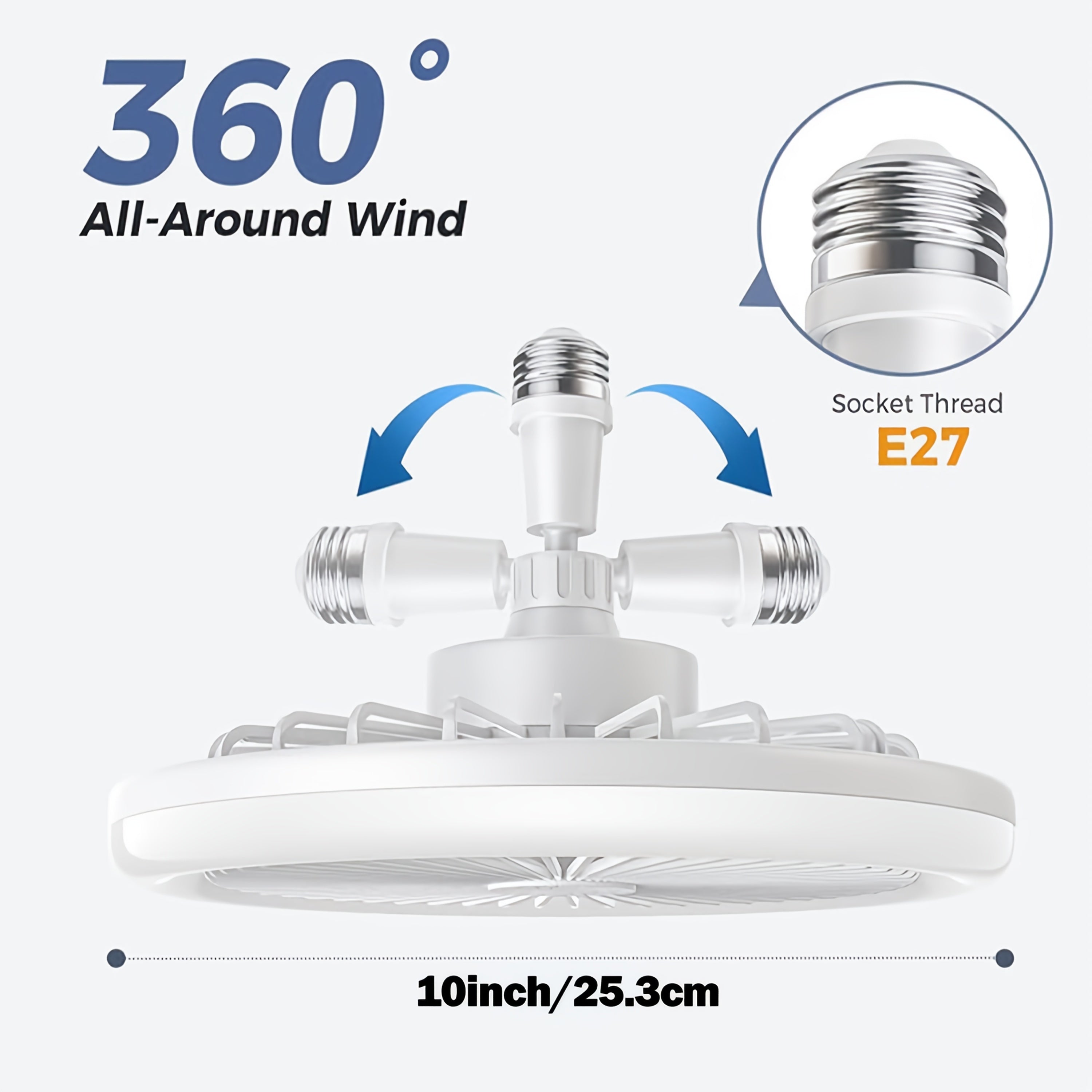 2-in-1 Multifunctional Ceiling Fan with Light, LED Fan Light, 25.4 cm Diameter, Color Matching, Infinite Dimming, and Timer Function, Suitable for Bathrooms/Bedrooms/Garages/Kitchens/Offices, Ceiling Fan Light, Bedroom Lighti