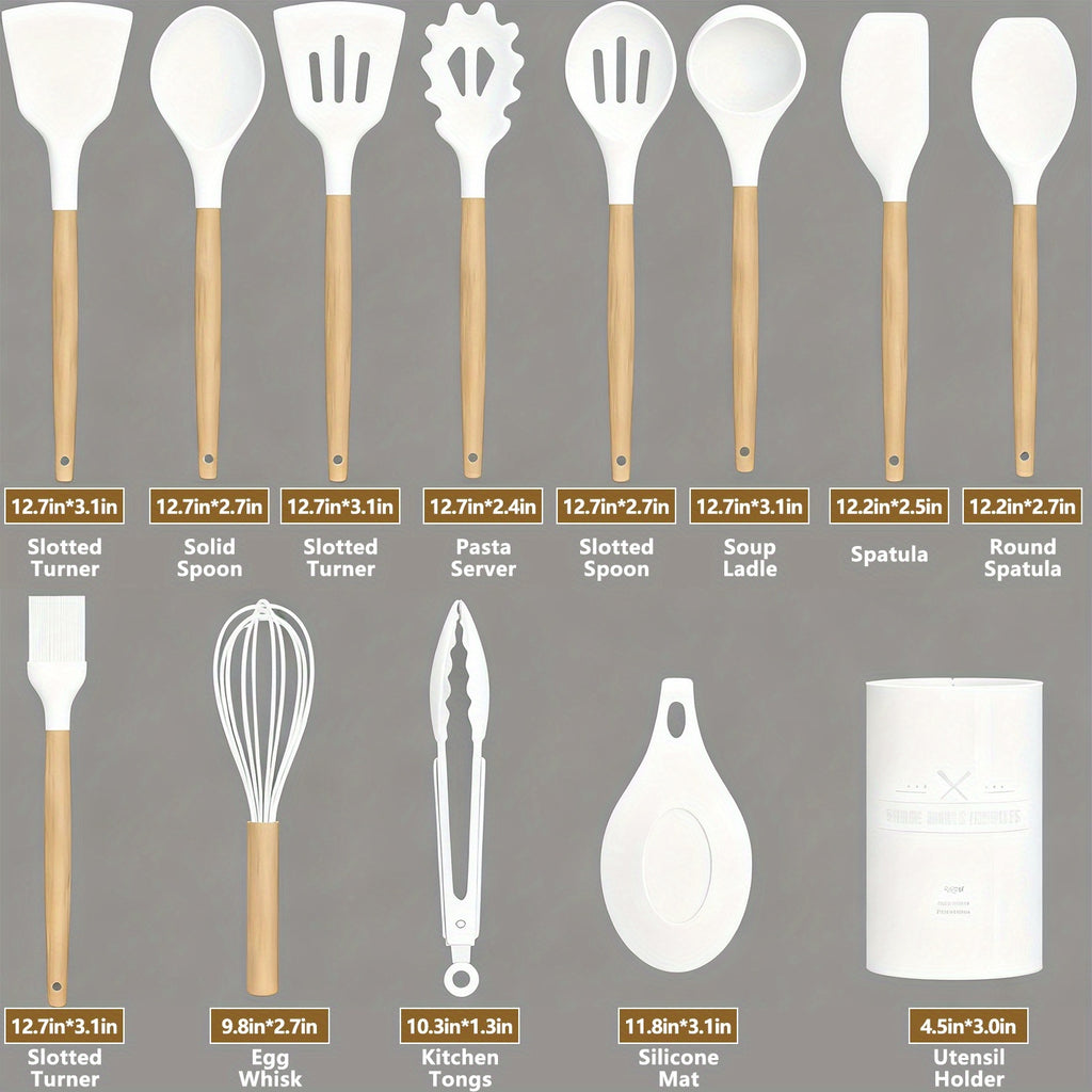 14pcs Non-Stick Silicone Cooking Utensil Set with Heat-Resistant Tools