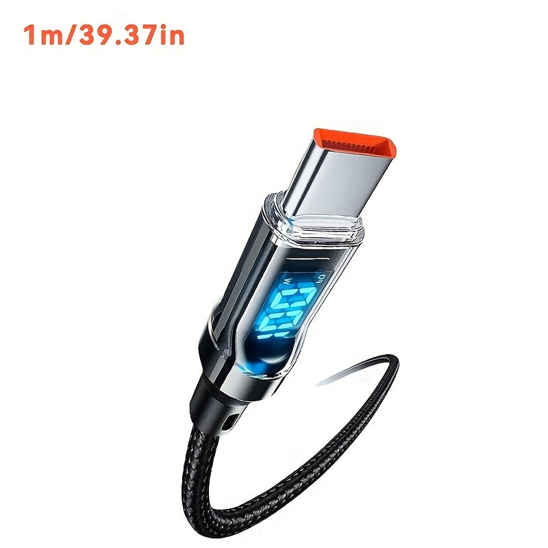 Ultra Rapid Charging Cable, Type-C, Digital Display Compatible, Featuring LED Screen for Real-Time Power Monitoring