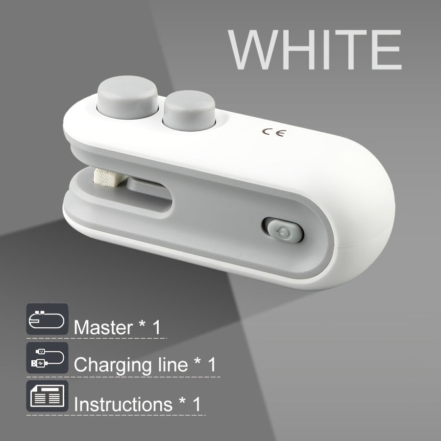 1pc Snack Packaging Bag Sealer with Built-In Magnetic USB Rechargeable Battery, Portable Mini Sealer for Picnic And Travel, Hand Press Plastic Sealing Machine, Bag Closure Magic Tool, Potato Chip Bag, Cookie Bag, Snack Bag, S