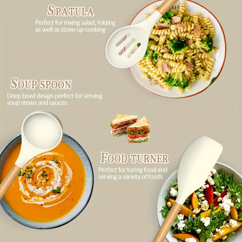 14pcs Non-Stick Silicone Cooking Utensil Set with Heat-Resistant Tools