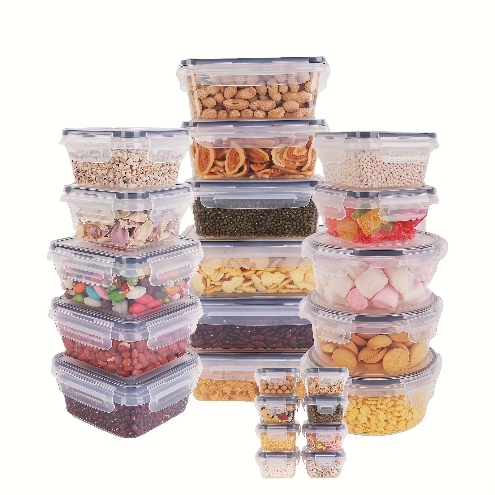 16/24/28/48pcs Airtight Food Storage Container Set with Snap-Lock Lids