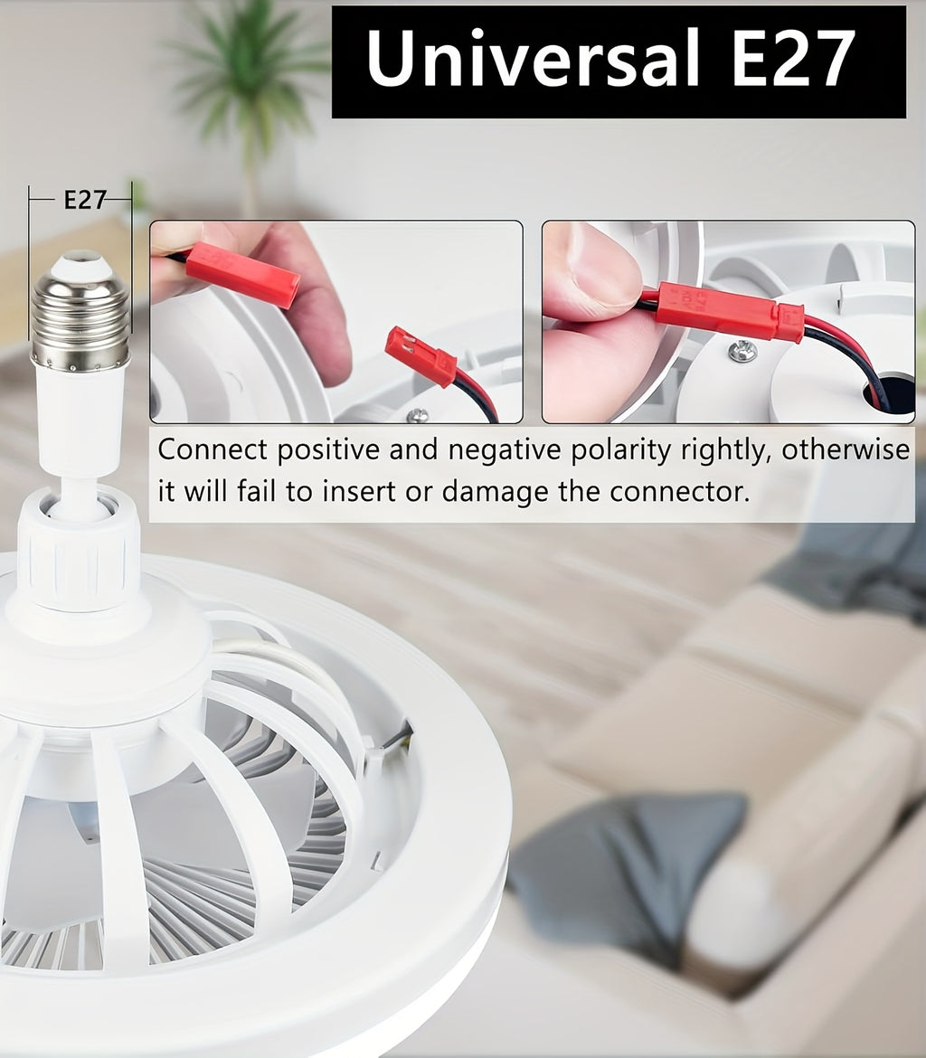 2-in-1 Multifunctional Ceiling Fan with Light, LED Fan Light, 25.4 cm Diameter, Color Matching, Infinite Dimming, and Timer Function, Suitable for Bathrooms/Bedrooms/Garages/Kitchens/Offices, Ceiling Fan Light, Bedroom Lighti