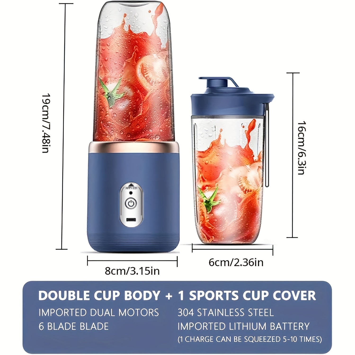 Portable 2-in-1 Blender and Juicer