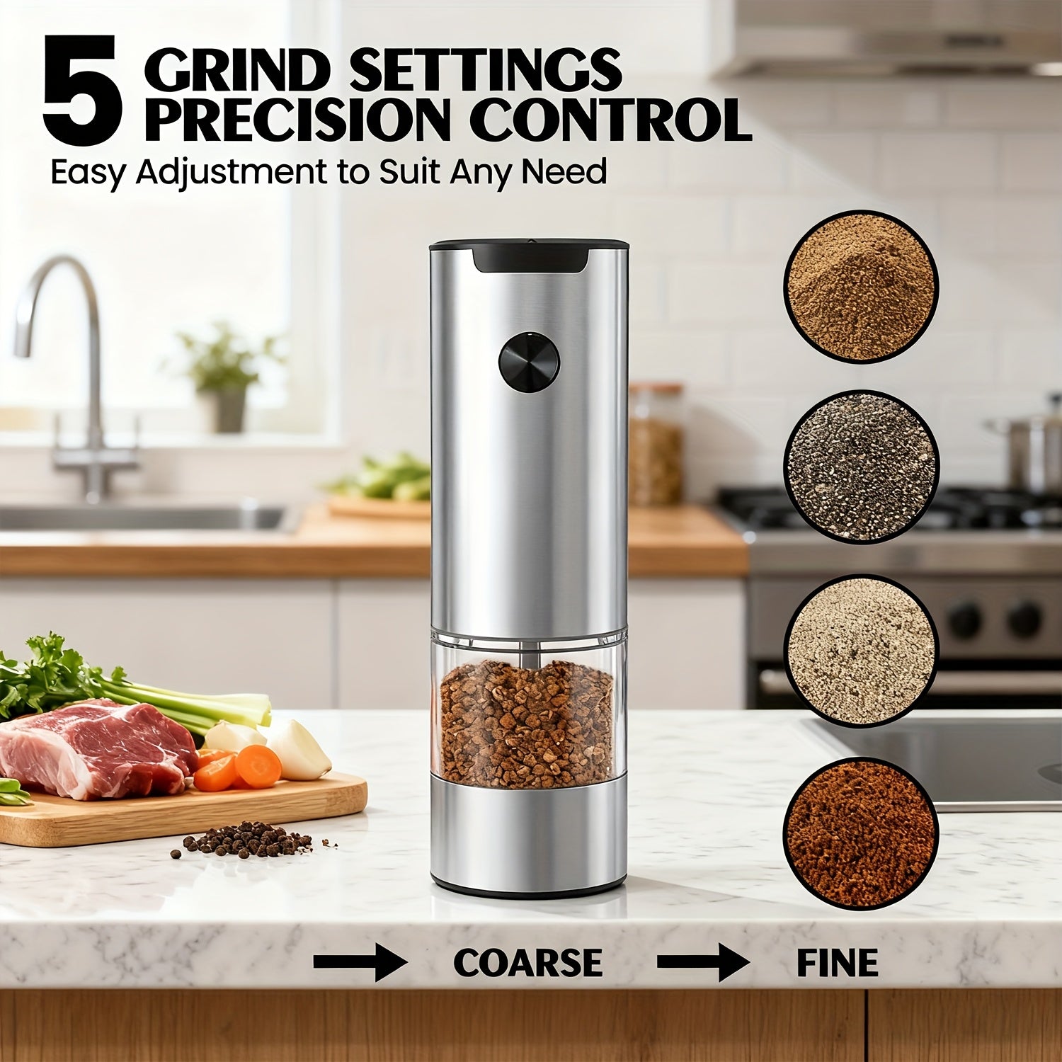 Electric Salt and Pepper Grinder Set - Automatic