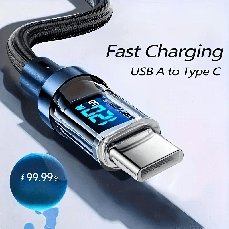 Ultra Rapid Charging Cable, Type-C, Digital Display Compatible, Featuring LED Screen for Real-Time Power Monitoring