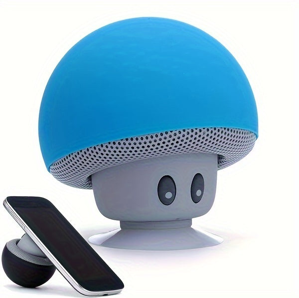 1pc Cute Little Mushroom Head Portable Wireless Speaker, Can Be Used As A Mobile Phone Stand, Small And Delicate And Fall-Proof, Suction Cup Suction Is Excellent, Mini Cartoon Mushroom Head Speaker Gift