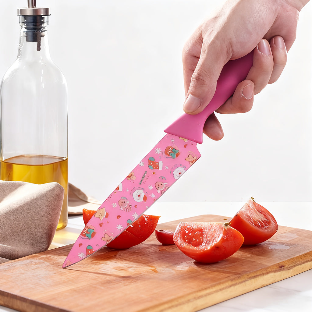 6pcs printed kitchen knife set stainless steel household cleaver