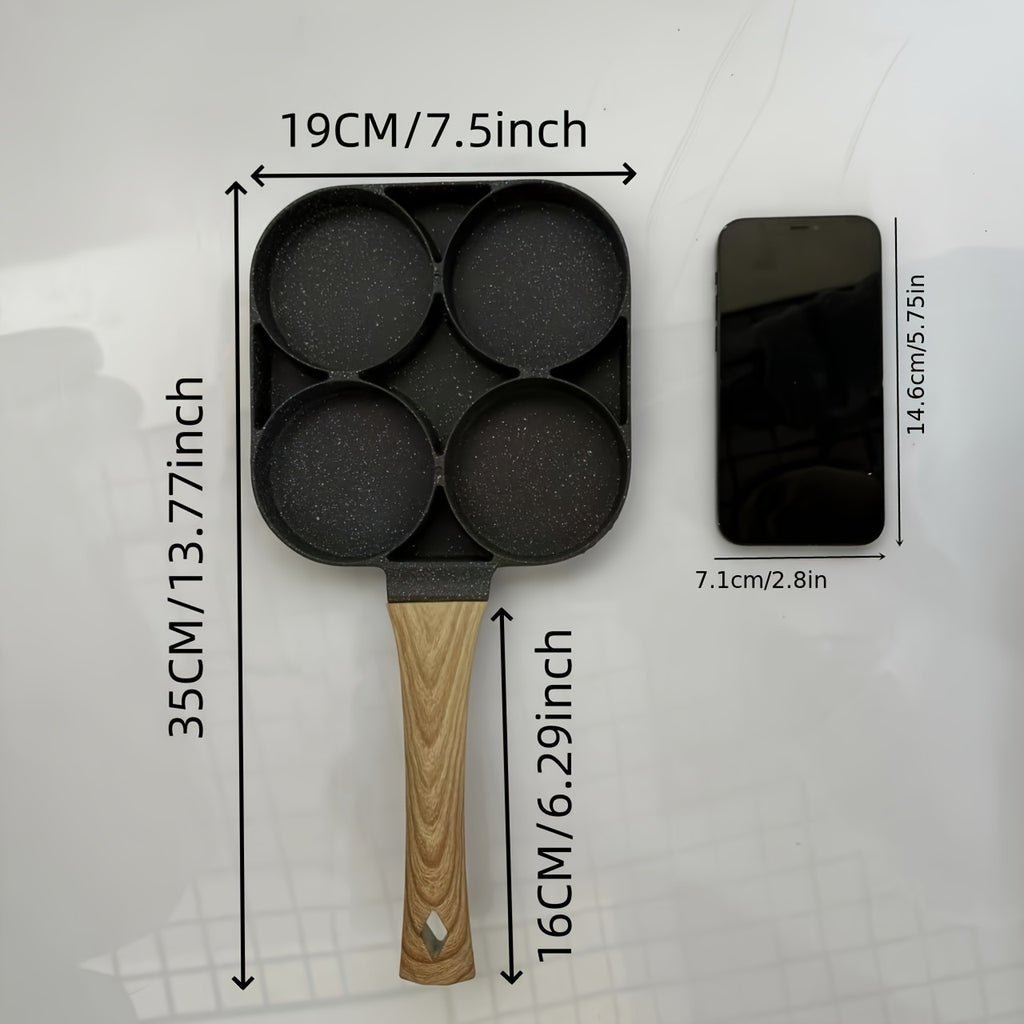 1pc Heavy-Duty Non-Stick Multi-Compartment Frying Pan