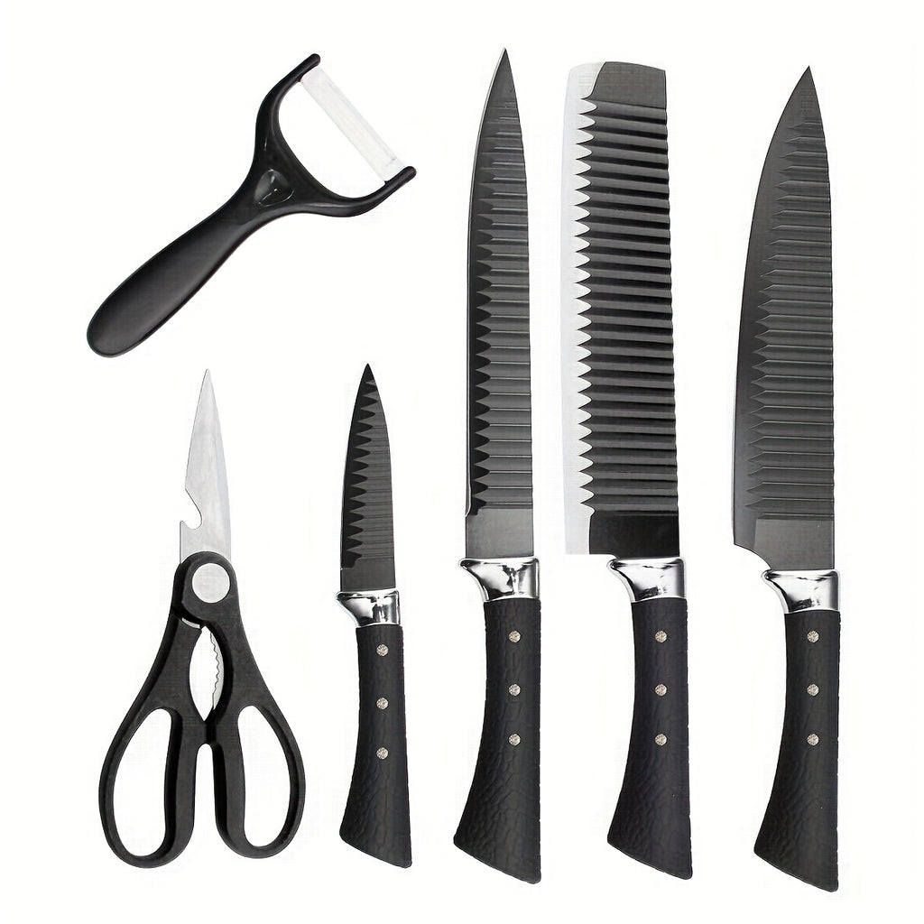 6pcs Non-Stick Coated Kitchen Knife Set Premium