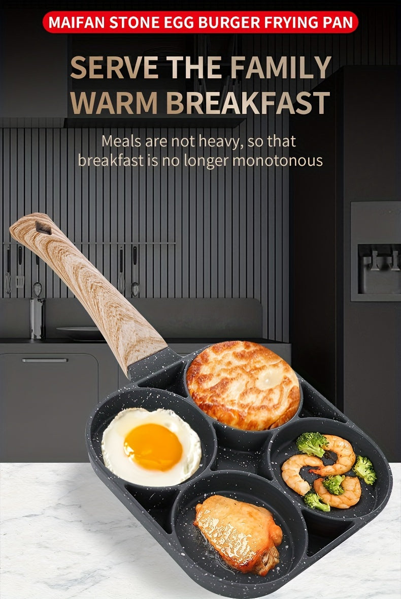 1pc Heavy-Duty Non-Stick Multi-Compartment Frying Pan