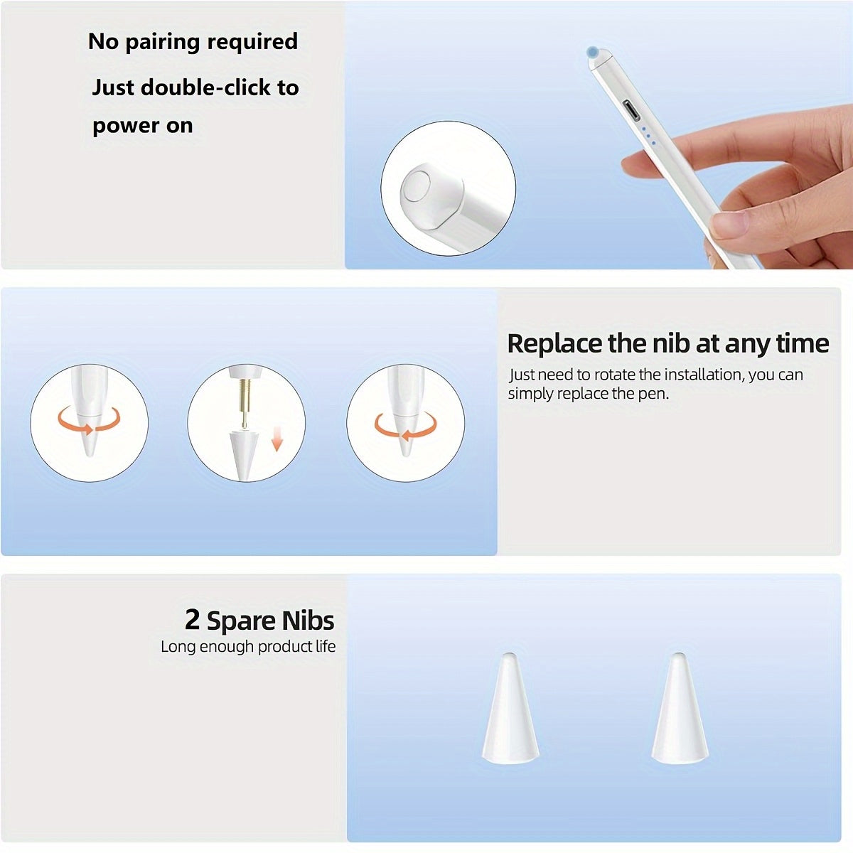 Compatible with iOS/Android, Microsoft Phones and Tablets - Fast Charging, High-Precision Sensitive Capacitive Stylus Pen for Apple Pencil. Works with iPad, iPhone, Samsung Galaxy, Kindle, and All Universal Touchscreen Device