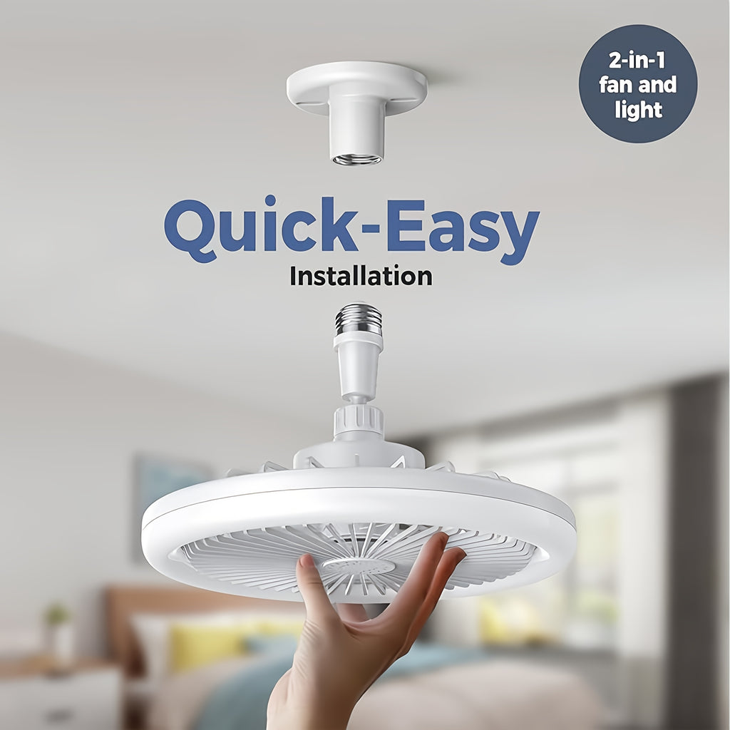 2-in-1 Multifunctional Ceiling Fan with Light, LED Fan Light, 25.4 cm Diameter, Color Matching, Infinite Dimming, and Timer Function, Suitable for Bathrooms/Bedrooms/Garages/Kitchens/Offices, Ceiling Fan Light, Bedroom Lighti