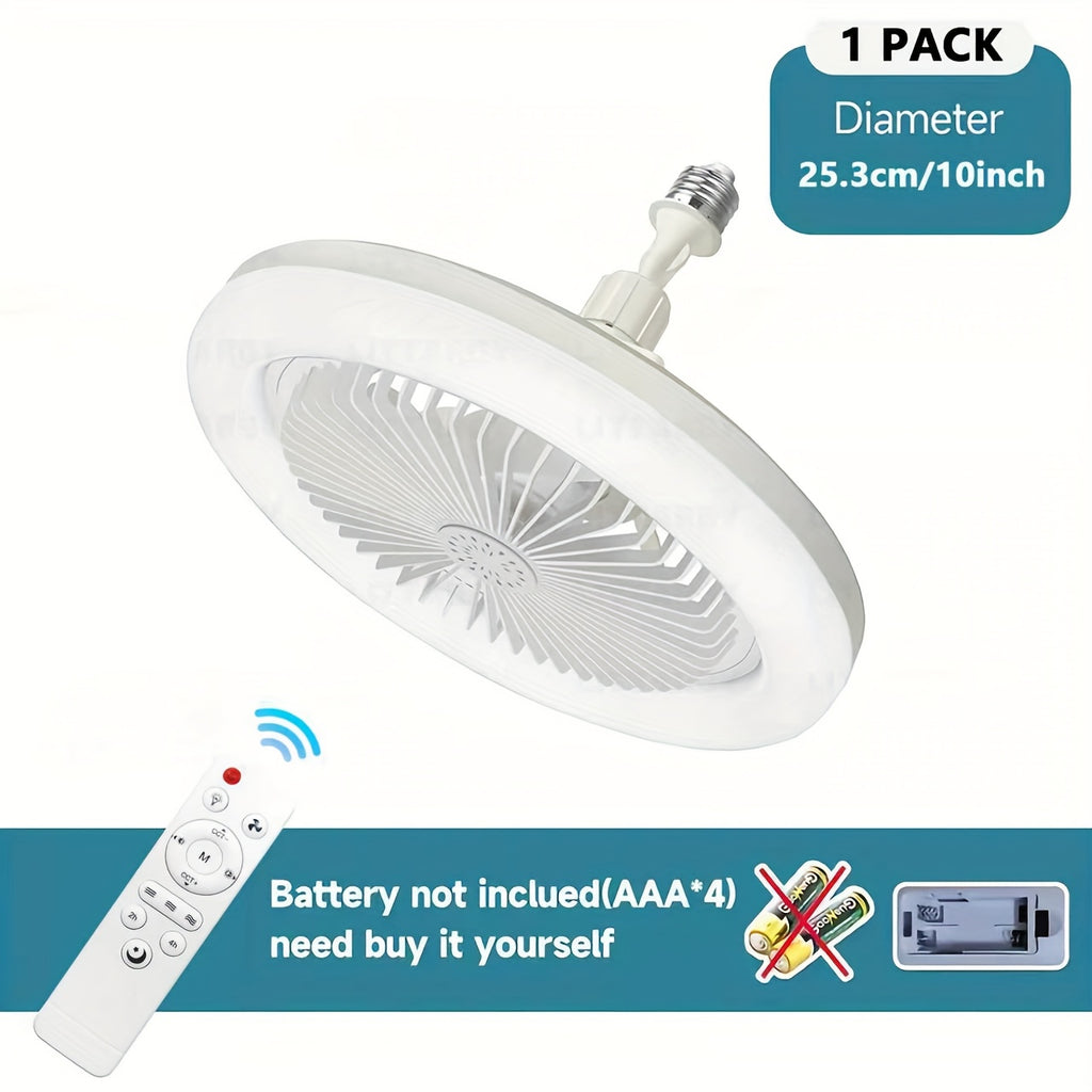 2-in-1 Multifunctional Ceiling Fan with Light, LED Fan Light, 25.4 cm Diameter, Color Matching, Infinite Dimming, and Timer Function, Suitable for Bathrooms/Bedrooms/Garages/Kitchens/Offices, Ceiling Fan Light, Bedroom Lighti