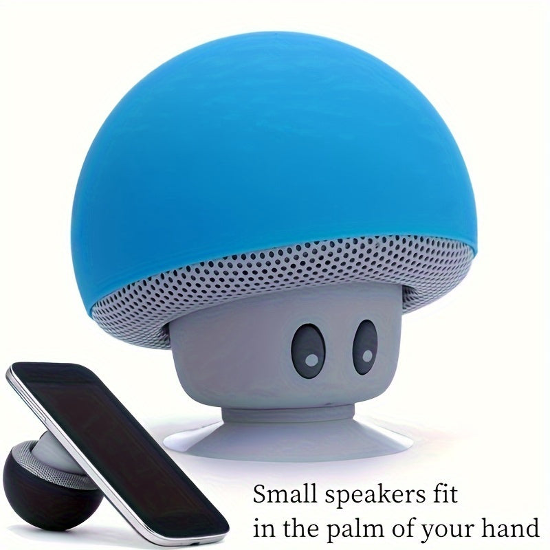 1pc Cute Little Mushroom Head Portable Wireless Speaker, Can Be Used As A Mobile Phone Stand, Small And Delicate And Fall-Proof, Suction Cup Suction Is Excellent, Mini Cartoon Mushroom Head Speaker Gift