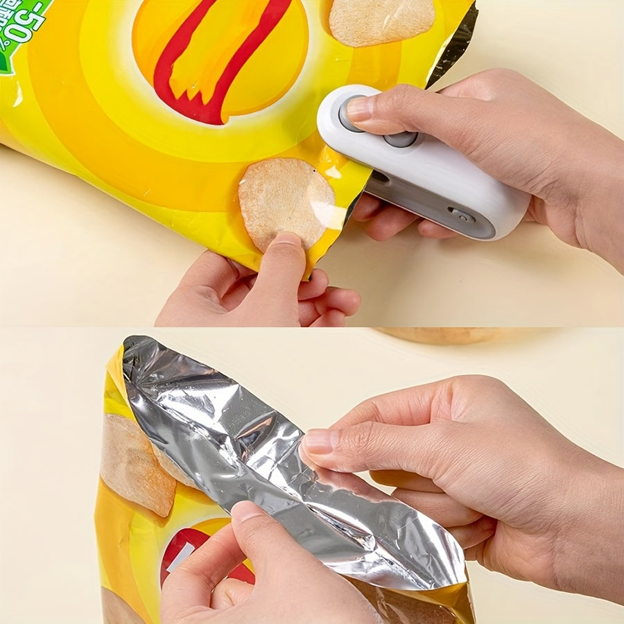 1pc Snack Packaging Bag Sealer with Built-In Magnetic USB Rechargeable Battery, Portable Mini Sealer for Picnic And Travel, Hand Press Plastic Sealing Machine, Bag Closure Magic Tool, Potato Chip Bag, Cookie Bag, Snack Bag, S