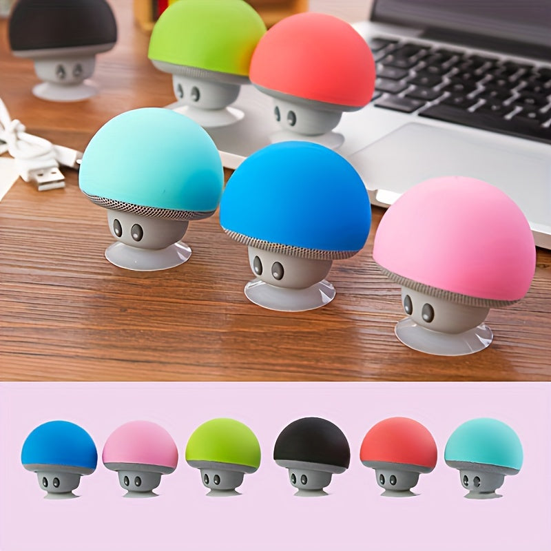 1pc Cute Little Mushroom Head Portable Wireless Speaker, Can Be Used As A Mobile Phone Stand, Small And Delicate And Fall-Proof, Suction Cup Suction Is Excellent, Mini Cartoon Mushroom Head Speaker Gift