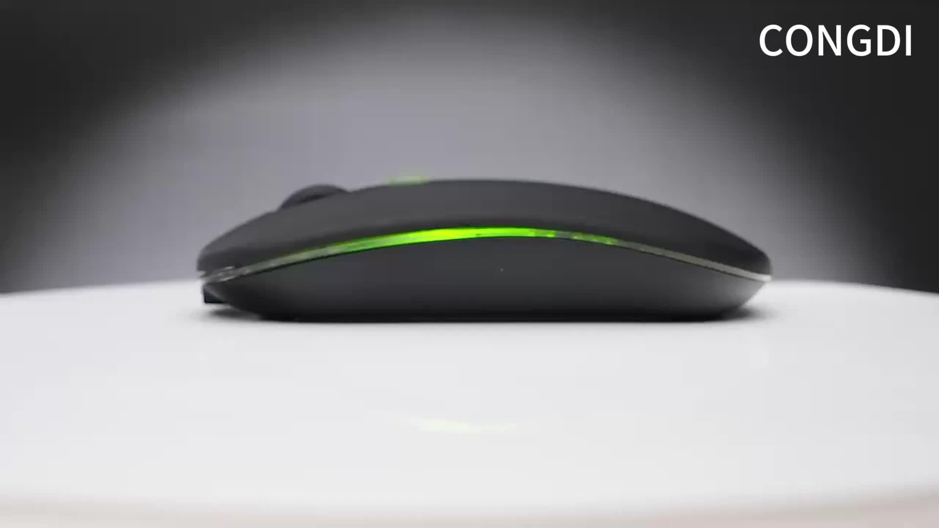 2.4G+BT Ultra-Thin READ Wireless Luminous Mouse - Ergonomic Design, Anti-Slip Roller, USB Receiver - Compatible with Laptops, PCs, Macs, MacBook, Rechargeable Lithium Polymer Battery, Type-C Charging, 1.15W Max Power, 0.1W Mi