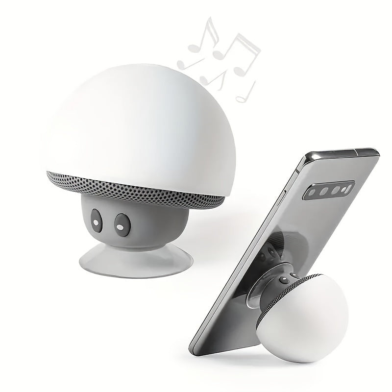 1pc Cute Little Mushroom Head Portable Wireless Speaker, Can Be Used As A Mobile Phone Stand, Small And Delicate And Fall-Proof, Suction Cup Suction Is Excellent, Mini Cartoon Mushroom Head Speaker Gift