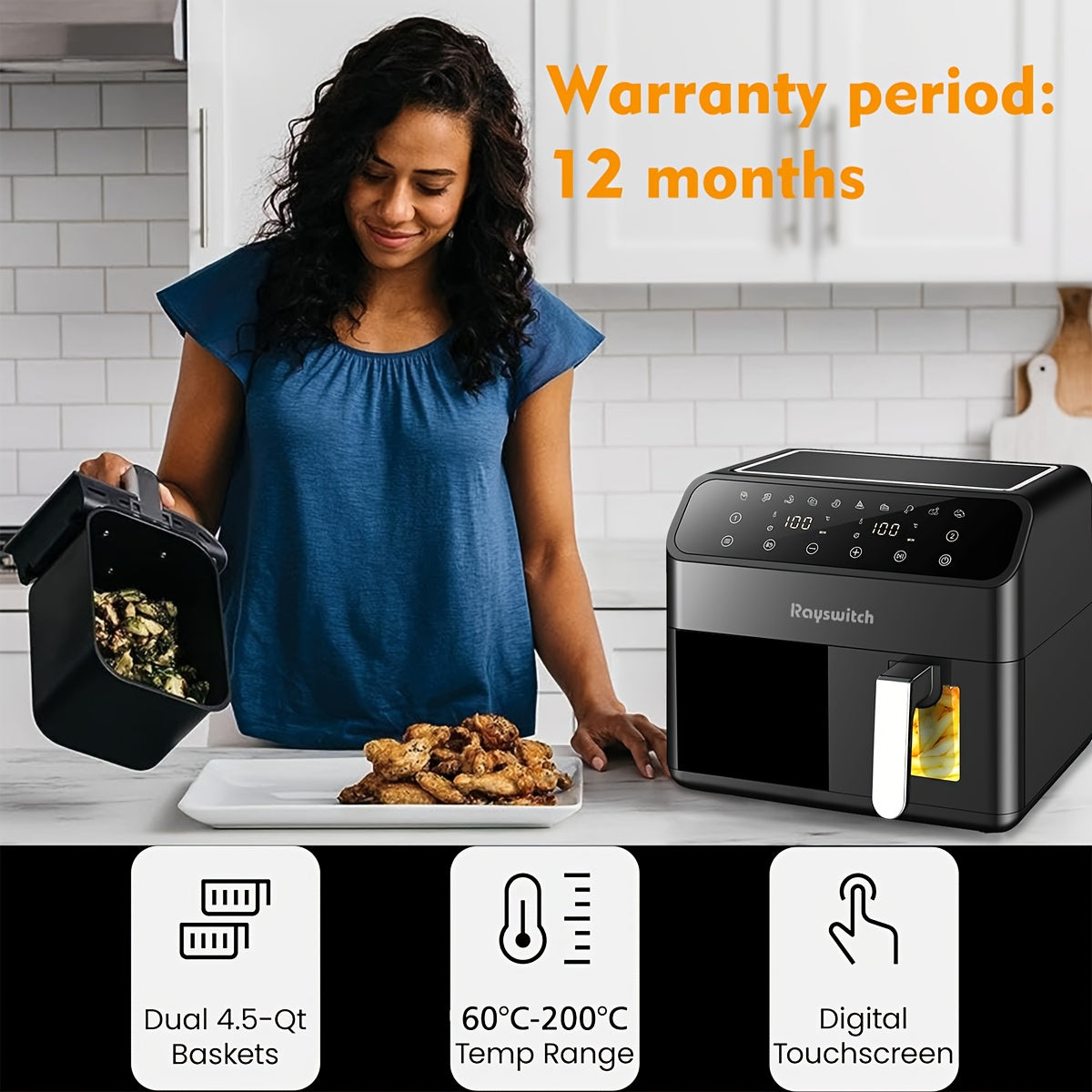 Rayswitch 9L Dual Air Fryer Oven with Auto Setting