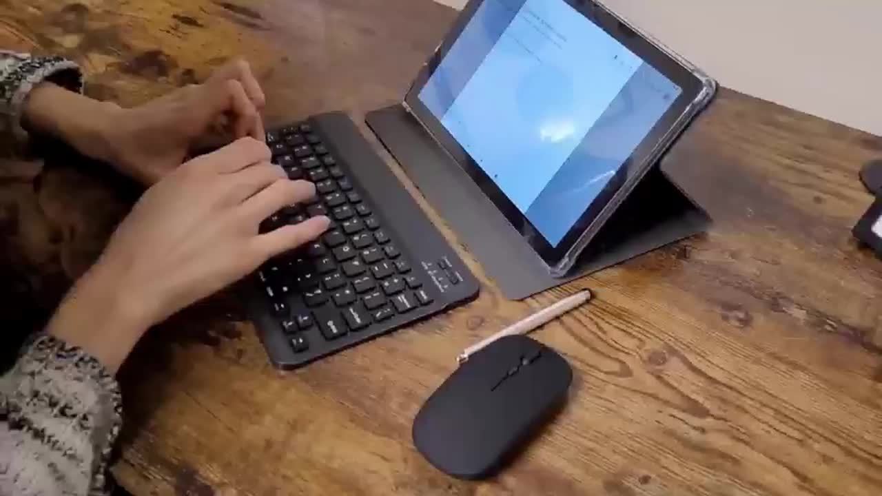 QDDQ Android Tablet 10 Inch Android 14 Tablet 2in 1 Tablet with Keyboard, Mouse, Case, Stylus, 8GB(4GB+4GB) RAM 64GB ROM, WiFi, Wireless, Tablet, Pad