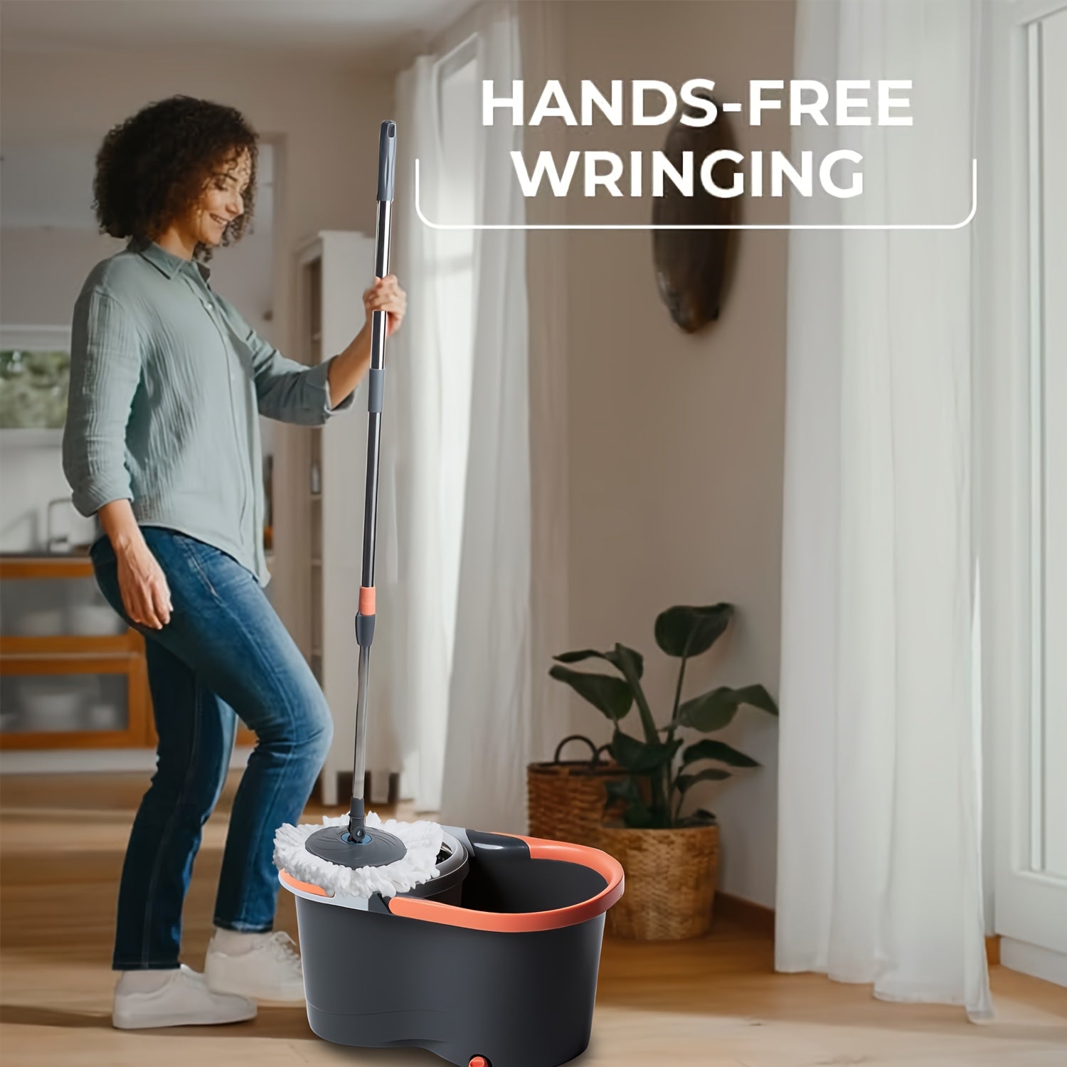 Spin Mop and Bucket with Wringer Set - 360° Spinning Mop Bucket System