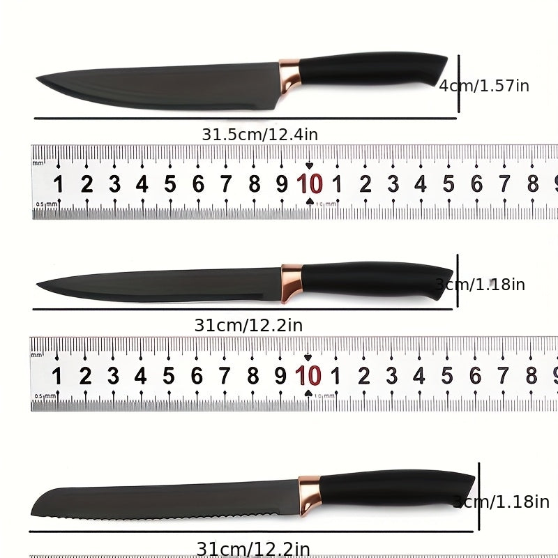 6pcs Non-Stick Coated Kitchen Knife Set Premium