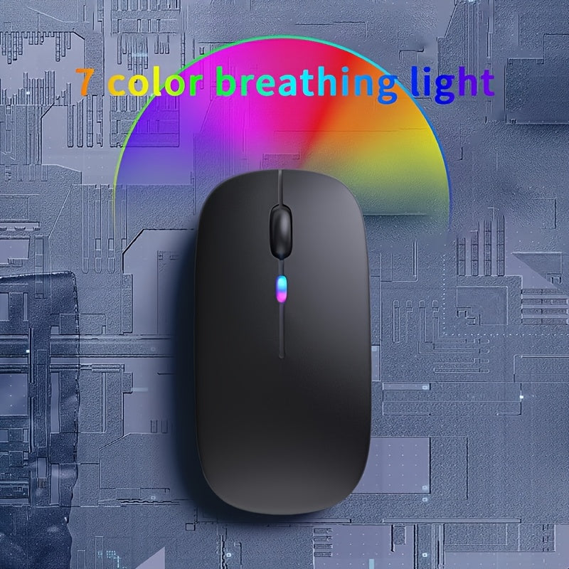 2.4G+BT Ultra-Thin READ Wireless Luminous Mouse - Ergonomic Design, Anti-Slip Roller, USB Receiver - Compatible with Laptops, PCs, Macs, MacBook, Rechargeable Lithium Polymer Battery, Type-C Charging, 1.15W Max Power, 0.1W Mi