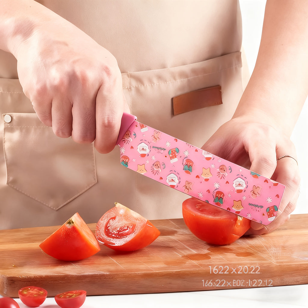 6pcs printed kitchen knife set stainless steel household cleaver