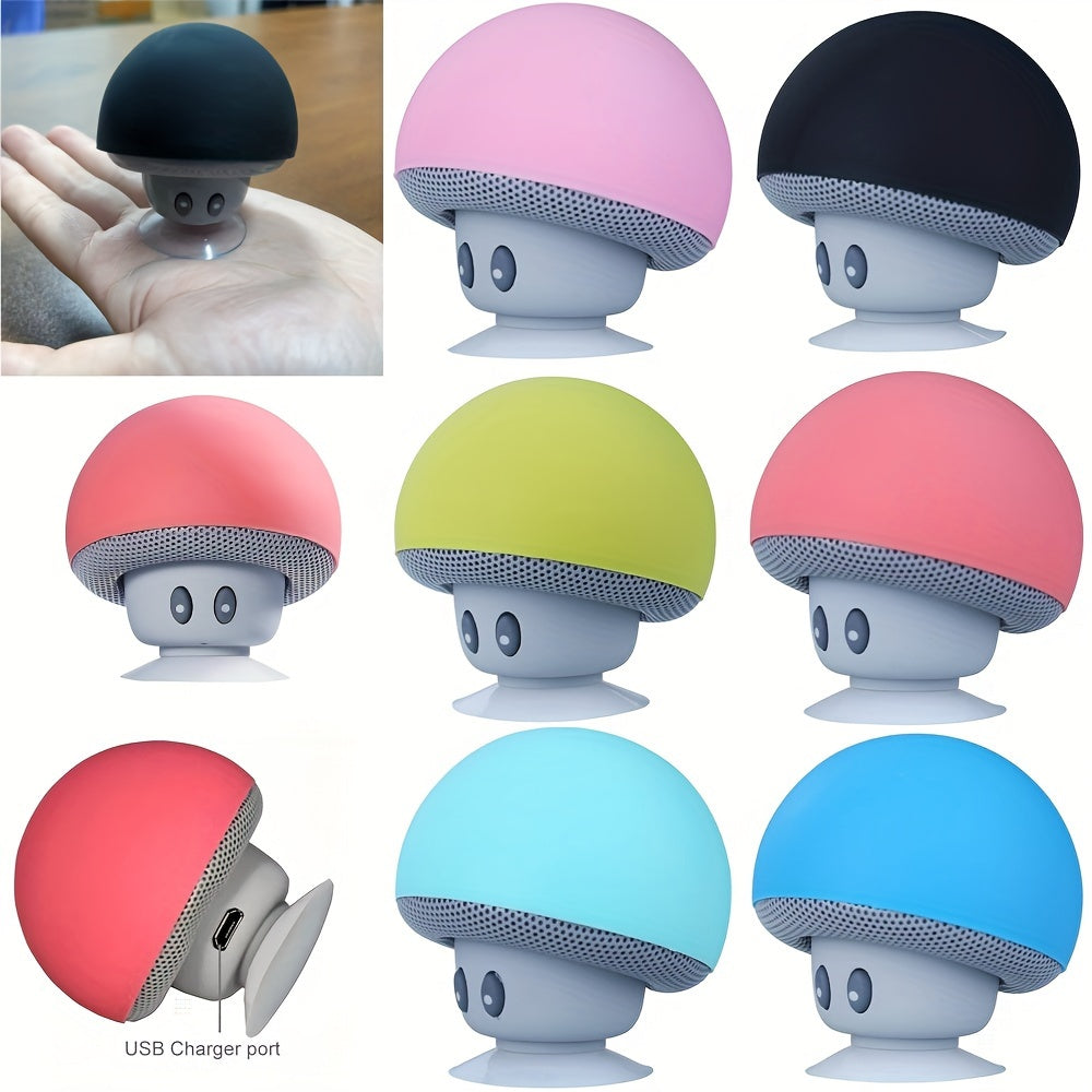 1pc Cute Little Mushroom Head Portable Wireless Speaker, Can Be Used As A Mobile Phone Stand, Small And Delicate And Fall-Proof, Suction Cup Suction Is Excellent, Mini Cartoon Mushroom Head Speaker Gift