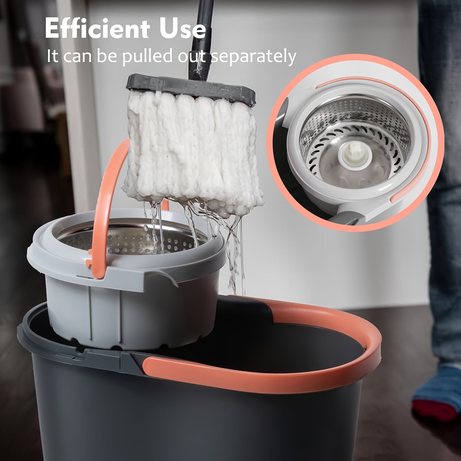 Spin Mop and Bucket with Wringer Set - 360° Spinning Mop Bucket System