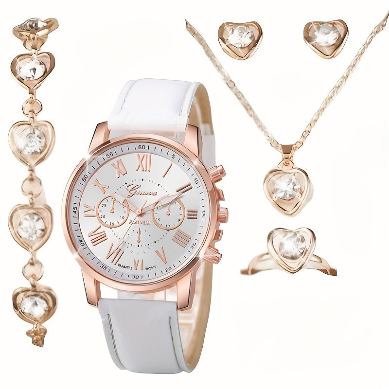 Leather Watch Three Eye Classic Ladies Watch Set