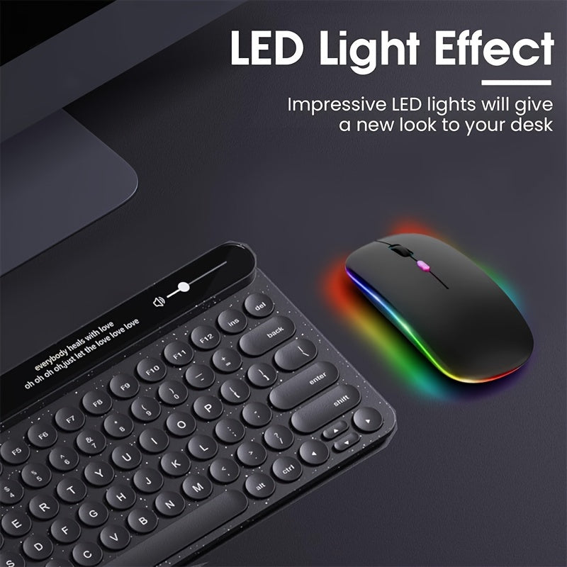2.4G+BT Ultra-Thin READ Wireless Luminous Mouse - Ergonomic Design, Anti-Slip Roller, USB Receiver - Compatible with Laptops, PCs, Macs, MacBook, Rechargeable Lithium Polymer Battery, Type-C Charging, 1.15W Max Power, 0.1W Mi